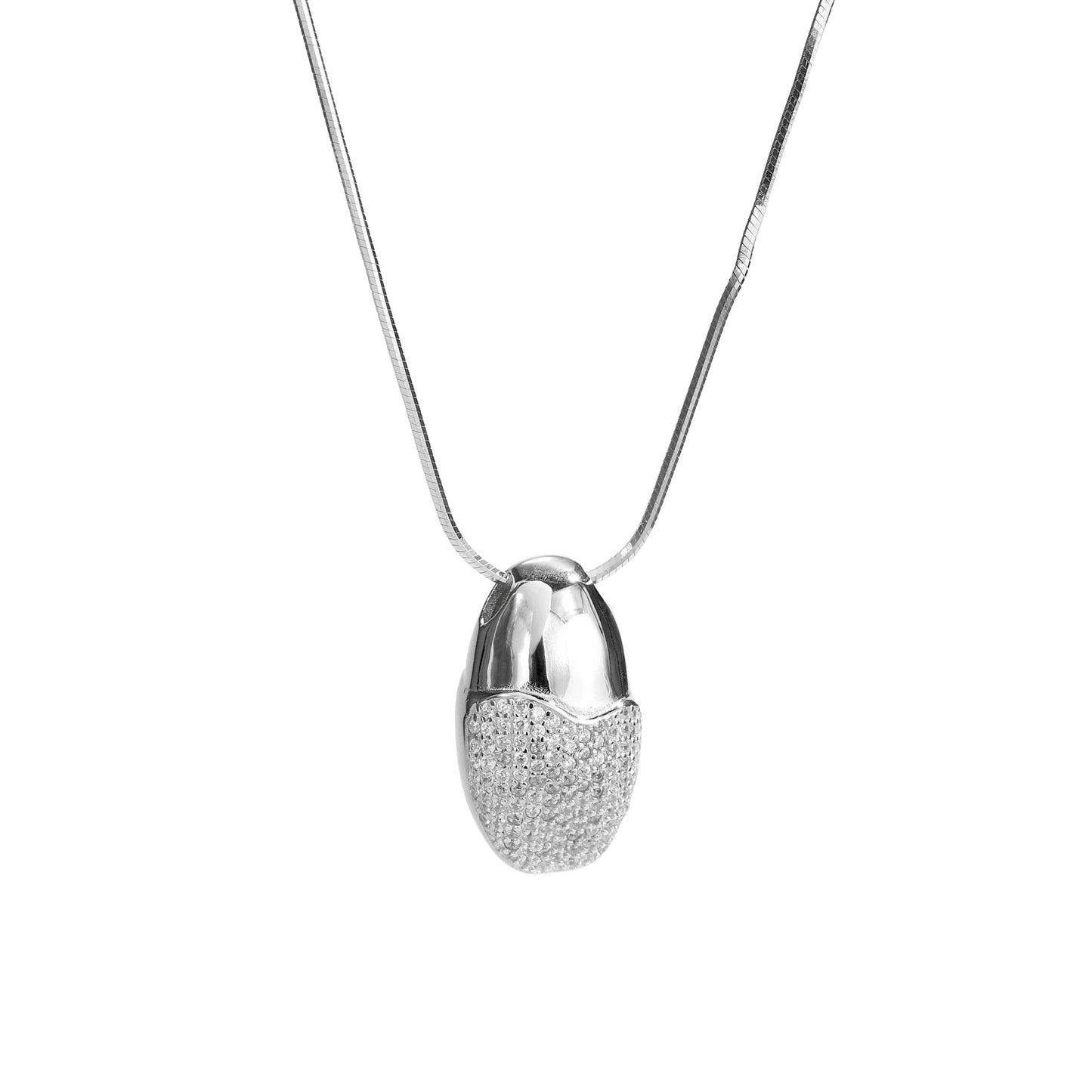 Simple Entire Sterling Silver Diamond-studded Necklace Women