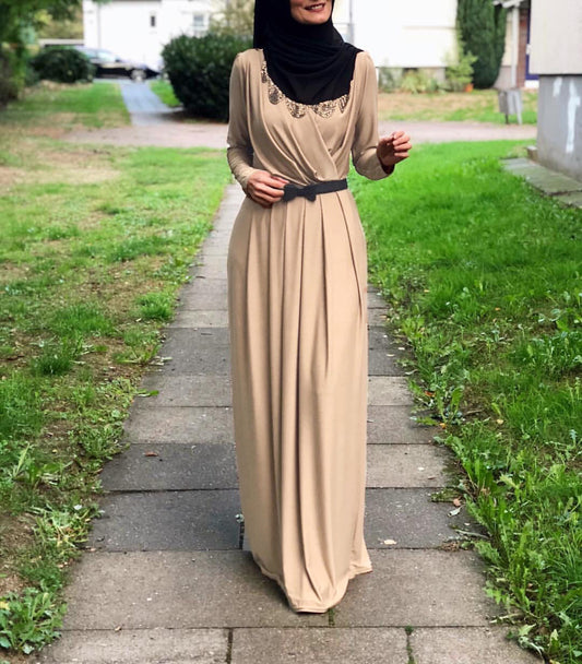 Women's Solid Color Middle Eastern Muslim Long Dress