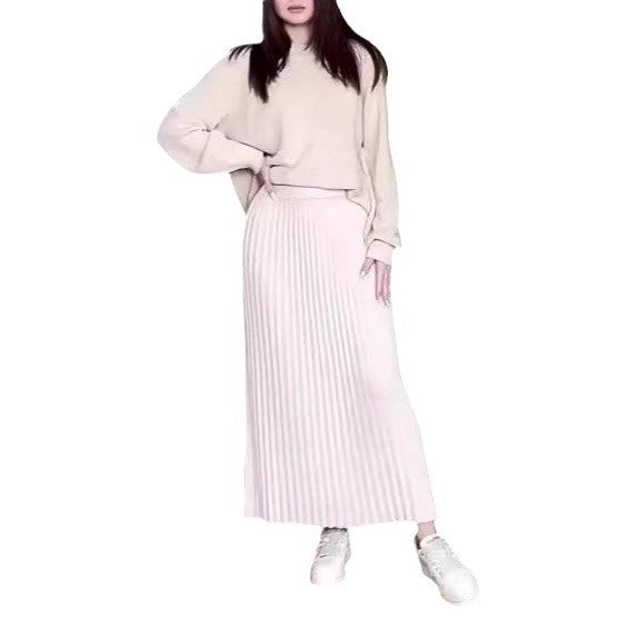 Women's Loose Knitted Sweater Two-piece Overskirt Suit