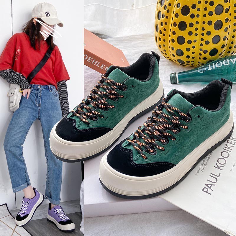 Genuine Leather Women's Sneakers Platform Flat Casual