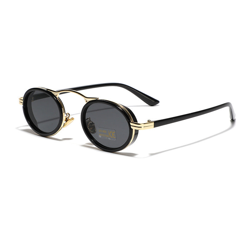 Vintage Punk Style Men's And Women's Semi-metal Oval Sunglasses