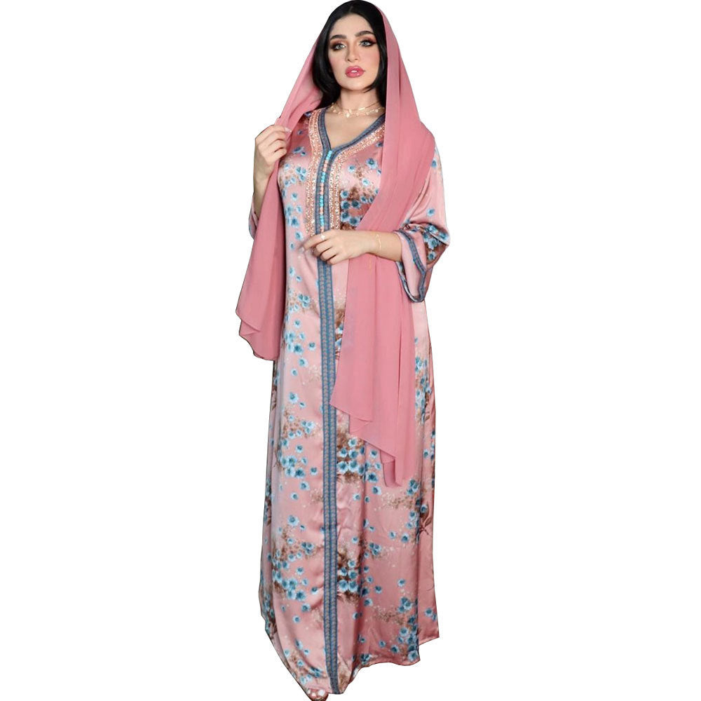 New Hot Diamond Muslim Print Dress