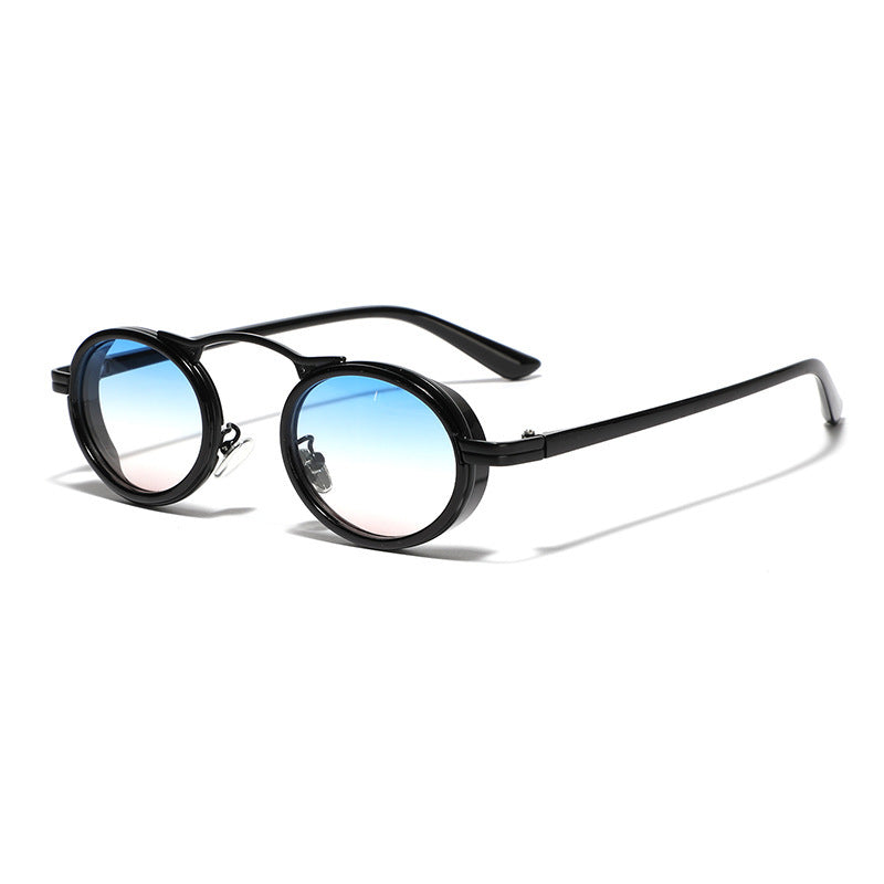 Vintage Punk Style Men's And Women's Semi-metal Oval Sunglasses